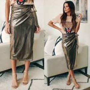 VICI DIFFERENT FROM THE REST METALLIC MIDI SKIRT